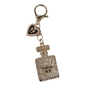 NEW Crystal + Gold Perfume Bottle Keychain Bag Charm